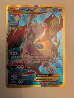 Pokemon Mewtwo EX TCG Full Art Holo Card Breakthrough Secret Rare 163/162 - Image 2
