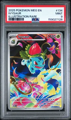 POKEMON IVYSAUR 134/132 S&V ILLUSTRATION RARE MEGA EVOLUTION 2025 PSA 9 - Image 1