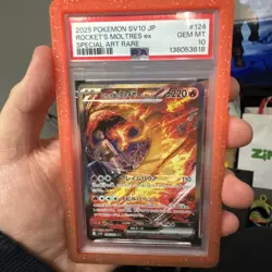 Pokemon Glory Of Team Rocket PSA 10 Team Rocket’s Moltres ex 124/098 Alt Art SAR - Image 1