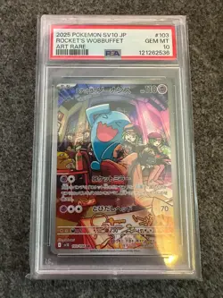 PSA 10 Team Rocket's Wobbuffet 103/098 Glory of SV10 Japanese IR AR Pokemon Art - Image 1
