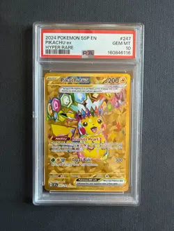 PSA 10 2024 Pokemon Pikachu ex Hyper Rare Gold #247/191 Surging Sparks SSP - Image 1
