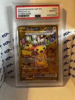 PSA 10 Pikachu ex 247/191 Pokemon Surging Sparks Full Art Holo Card - Image 1