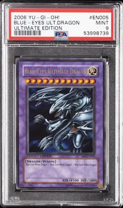 2006 YU-GI-OH! ULTIMATE EDITION #JMP-EN005 BLUE-EYES ULTIMATE DRAGON PSA 9 - Image 1