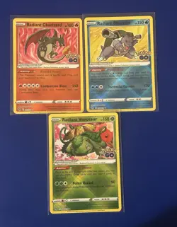 Pokemon TCG Pokemon GO Radiant Holo 3-Card Lot Charizard Blastoise Venusaur NM - Image 1