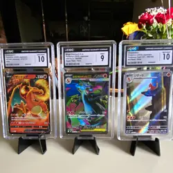 CGC Graded Japanese Pokemon TCG 3-Card Lot - Charizard V, Mega X Charmeleon Holo - Image 1