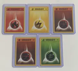 1999 Pokemon TCG Base 1st Edition Shadowless Energy 5 Card Lot EX-NM - Image 1