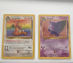 Pokemon TCG Fossil Holo Dragonite 4/62 & Gengar 5/62 2-Card Lot (1999) - Image 1
