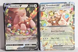 Ultra Rare Holo Greedent 2 Card Lot, Greedent V 120/159, Ex 179/197 Pokemon TCG - Image 1