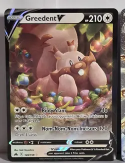 Ultra Rare Holo Greedent 2 Card Lot, Greedent V 120/159, Ex 179/197 Pokemon TCG - Image 2