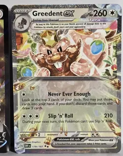 Ultra Rare Holo Greedent 2 Card Lot, Greedent V 120/159, Ex 179/197 Pokemon TCG - Image 3