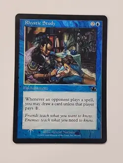 Magic the Gathering Rhystic Study Prophecy Blue Enchantment Card FOIL - Image 1