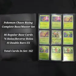 Pokemon Chaos Rising BASE MASTER Set 100% Complete (162) Holos Reverse EX BINDER - Image 1