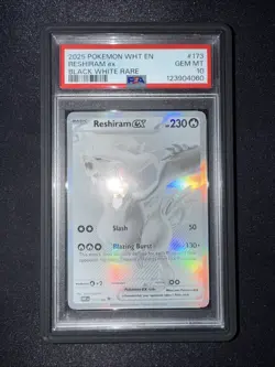 2025 POKEMON WHT EN-WHITE FLARE BLACK WHITE RARE #173 RESHIRAM EX PSA 10 - Image 3
