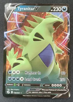 Tyranitar V 158/264 Fusion Strike Ultra Rare Holo Pokemon TCG Card NM - Image 1