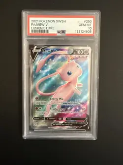Pokemon 2021 Fusion Strike Mew V Full Art Holo 250/264 PSA 10 English - Image 1