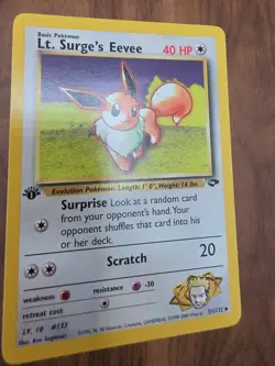 Lt. Surge's Eevee 51/132 Gym Challenge 1st Edition LP Pokemon Card WOTC - Image 2