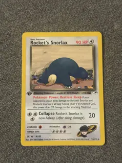 Rocket's Snorlax 33/132 Gym Heroes 1st Edition Non-Holo Rare Pokemon Card LP - Image 1