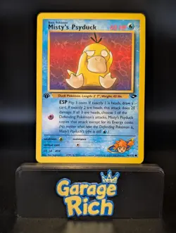 Misty's Psyduck 90/132 1st Edition Non Holo Gym Challenge Pokemon TCG Vintage LP - Image 1