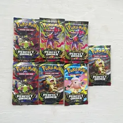 Pokemon TCG Perfect Order Sealed Booster Pack Lot - 7 Packs, 10 Cards Each - Image 1