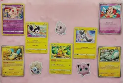 Cute Pokemon TCG Bundle - NM/LP, Common 15x Mixed Lot + Free Stickers - Image 1