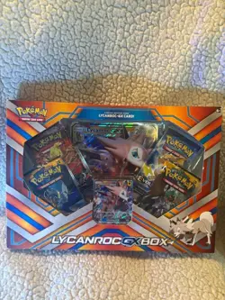 Pokemon TCG Sealed Lycanroc GX Box With 4 Booster Packs XY & S&M Era Evolutions - Image 1