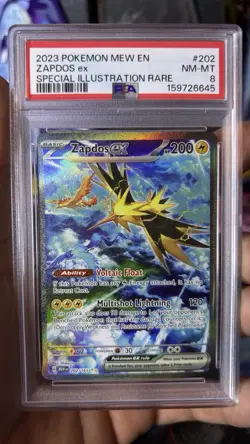 Pokemon TCG Zapdos ex 202/165 Sv: Scarlet & Violet 151 SIR Holo EN PSA 8 - Image 1