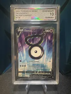 Pokemon TCG Unown v Full Art Ultra Rare Silver Tempest 176/195 AGS 10 Legendary - Image 1