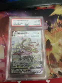 Pokemon TCG PSA 10 Rayquaza VMAX Holo Secret rare full Art - Image 1