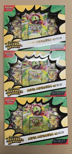 Lot of 3 Pokemon TCG Mega Meganium ex Box Ascended Heroes Factory Sealed - Image 1