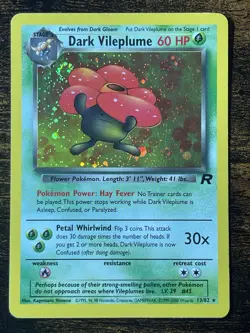 Dark Vileplume Swirl 🌀 13/82 Holo Rare Team Rocket Pokemon Card LP Vintage WOTC - Image 1