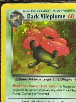 Dark Vileplume Swirl 🌀 13/82 Holo Rare Team Rocket Pokemon Card LP Vintage WOTC - Image 2