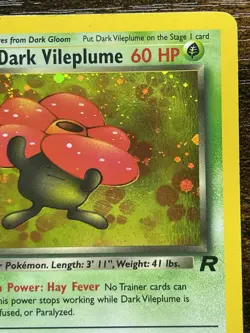 Dark Vileplume Swirl 🌀 13/82 Holo Rare Team Rocket Pokemon Card LP Vintage WOTC - Image 3