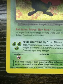 Dark Vileplume Swirl 🌀 13/82 Holo Rare Team Rocket Pokemon Card LP Vintage WOTC - Image 4