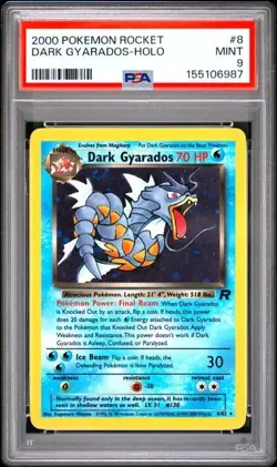 Pokemon 2000 Dark Gyarados 8/82 Holo Team Rocket PSA 9 - Image 1