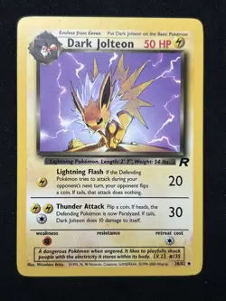 Pokemon TCG Dark Jolteon 38/82 Team Rocket Card 1999 WOTC - LP+ / NM - Image 1