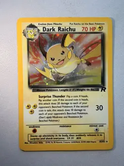Dark Raichu 83/82 Team Rocket Vintage Holo Rare Secret Rare Pokemon Card WOTC MP - Image 1