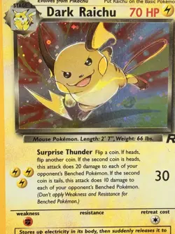 Dark Raichu 83/82 Team Rocket Vintage Holo Rare Secret Rare Pokemon Card WOTC MP - Image 3