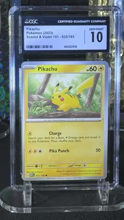 2023 POKEMON SCARLET & VIOLET 151 #025/165 PIKACHU CGC 10 GEM MINT - Image 1
