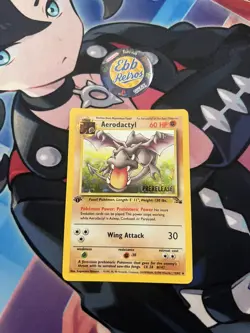 Pokemon TCG Aerodactyl Fossil 1st Edition Prerelease Holo Card 1/62 - Image 1
