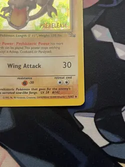 Pokemon TCG Aerodactyl Fossil 1st Edition Prerelease Holo Card 1/62 - Image 3