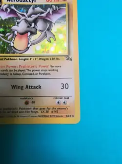 Aerodactyl Holo Rare Fossil 1/62 Pokemon Card LP - Image 5
