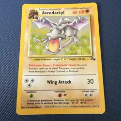 Pokemon TCG Aerodactyl 1/62 Fossil Unlimited Holo Rare Card MP Condition - Image 1