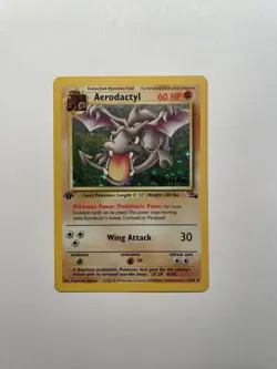 1st Edition Aerodactyl 1/62 PRERELEASE Fossil Holo 1999 Pokemon Card LP - Image 1