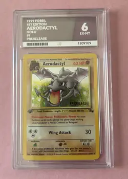 Vintage Aerodactyl 1/62 Ace 6 Holo 1st Edition Prerelease Fossil 1999 card - Image 1