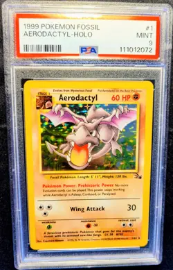 1999 Aerodactyl Fossil Holo #1/62 PSA MINT 9 WOTC Vintage Rare Pokemon Card - Image 1
