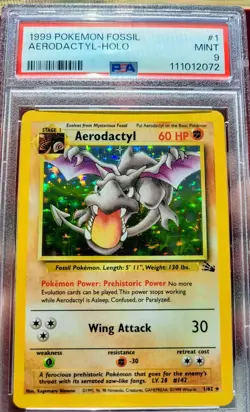 1999 Aerodactyl Fossil Holo #1/62 PSA MINT 9 WOTC Vintage Rare Pokemon Card - Image 3