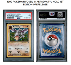 Aerodactyl 1st Edition Prerelease Pokemon Card PSA 7 Fossil Holo 1/62 - Image 1