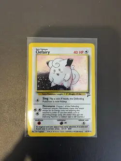Pokemon TCG Clefairy Card 6/130 Base Set 2 Holo Unlimited Rare - Image 1