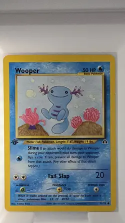 Pokemon Card - Wooper Neo Discovery 71/75 Common 1st Edition - M/NM - Image 1