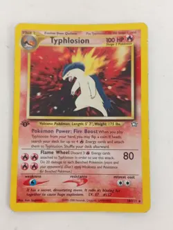 Pokemon TCG Rare Typhlosion Card 18/111 1st Edition Neo Genesis Holo In Sleeve - Image 2
